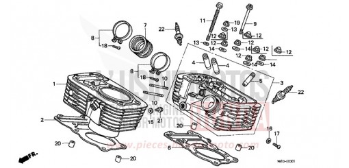 ZYLINDER/ZYLINDERKOPF (HINTEN) VT600CJ de 1988